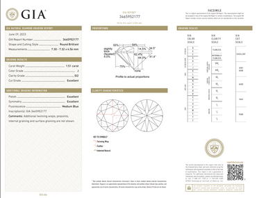 1.51 CT GIA Round Brilliant Natural Diamond J SI2 XXX