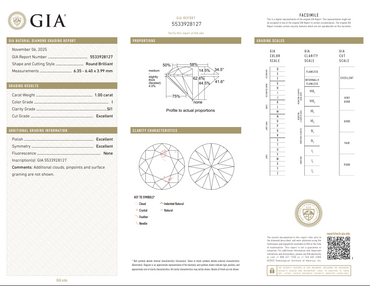 1.00 CT GIA Round Brilliant Natural Diamond I SI1 XXX