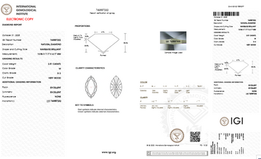 2.51 CT IGI Marquise Cut Natural Diamond M SI2