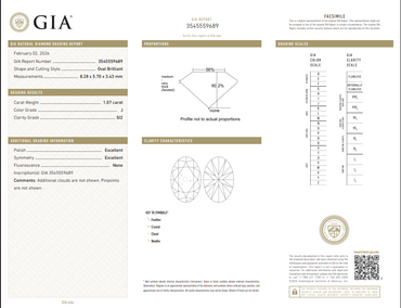 1.07 CT GIA Oval Cut Natural Diamond J SI2 XX