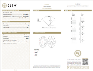 1.08 CT GIA Oval Cut Natural Diamond J SI2
