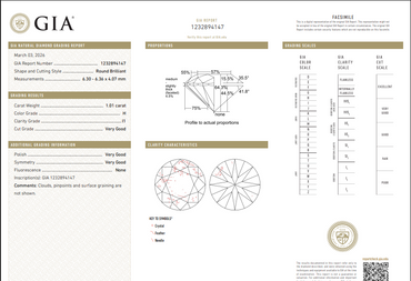 1.01 CT GIA Round Brilliant Natural Diamond H I1