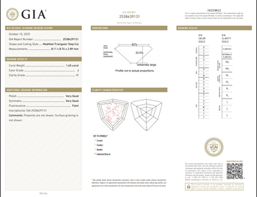 1.65 CT GIA Modified Triangular Step Cut Natural Diamond J I1