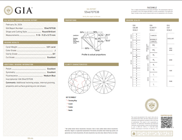3.01 CT GIA Round Brilliant Natural Diamond I SI1 XXX