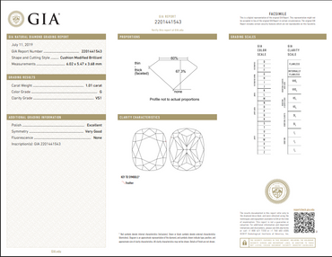 1.01 CT GIA Cushion Modified Brilliant Natural Diamond G VS1