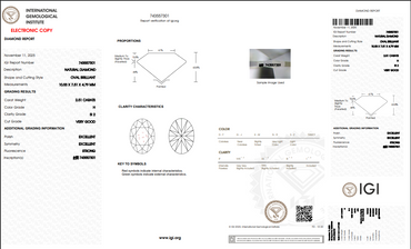 2.51 CT IGI Oval Shaped Natural Diamond H SI2