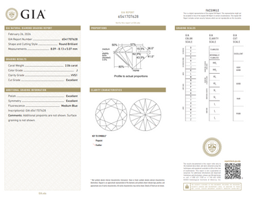 2.06 CT GIA Round Brilliant Natural Diamond J VVS1 XXX