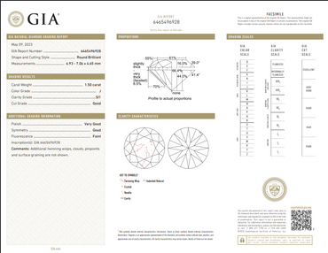 1.50 CT GIA Round Brilliant Natural Diamond J SI1