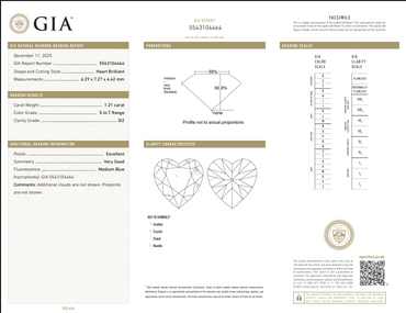 1.21 CT GIA Heart Shaped Natural Diamond S-T SI2