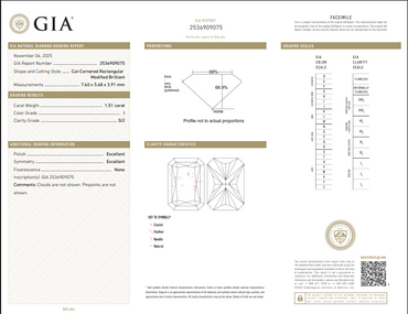 1.51 CT GIA Radiant Cut Natural Diamond I SI2