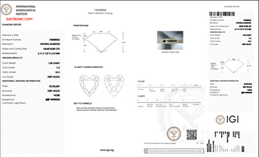 1.08 CT IGI Heart Rose Cut Natural Diamond Y-Z VS2