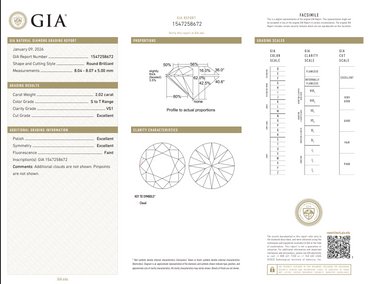 2.02 CT GIA Round Brilliant Natural Diamond S-T VS1 XXX