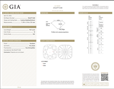 9.01 CT GIA Cushion Modified Brilliant Natural Diamond M VS2