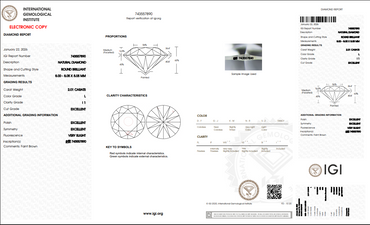 2.01 CT IGI Round Brilliant Natural Diamond L I1