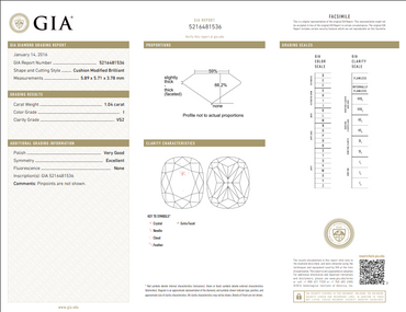 1.04 CT GIA Cushion Modified Brilliant Natural Diamond I VVS2