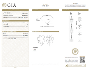 GIA Natural 1.01 CT Pear Cut J VS2