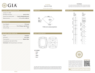 GIA 1.70 CT Natural Cushion Modified Brilliant WX Light Brown VS1