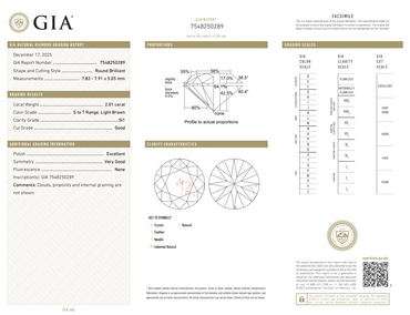 GIA 2.01 CT Natural Round Brilliant ST Light Brown SI1
