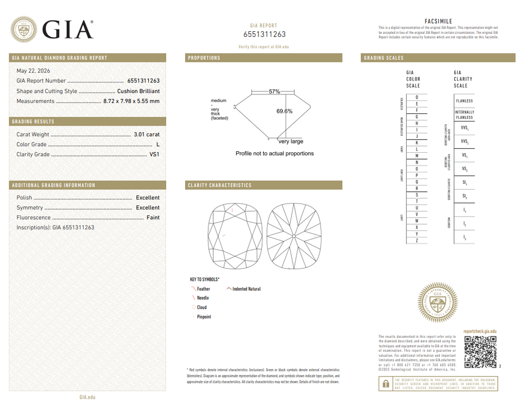 GIA 3.01 CT Natural Old Mine Cut L VS1 EX EX