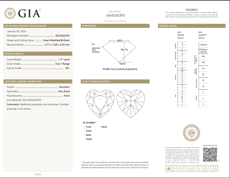 GIA 1.71 CT Natural Heart Modified Brilliant ST VS1