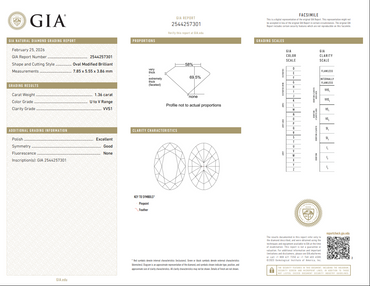 GIA 1.36 CT Natural Oval Modified Brilliant UV VVS1