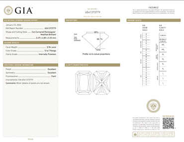 GIA 0.96 CT Natural Radiant Cut S-T Internally Flawless EX EX