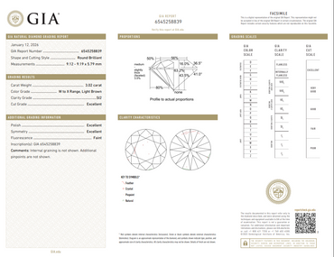 GIA 3.02 CT Natural Round Brilliant W-X Light Brown SI2 XXX