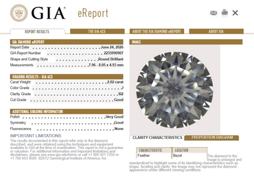 GIA 2.02 CT Natural Round Brilliant J SI2