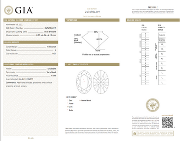 GIA 1.50 CT Natural Oval Brilliant J VS1 EX VG