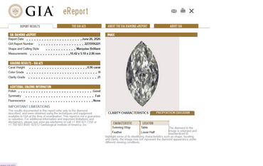 GIA 0.96 CT Natural Marquise Brilliant Cut H I1