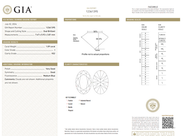 GIA 1.09 CT Natural Oval Brilliant I VS2 VG G
