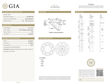 GIA 1.61 CT Natural Round Cut WX Light Brown VS2 XXX