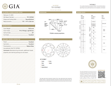 GIA 2.00 CT Natural RB WX Light Brown SI1 XXX