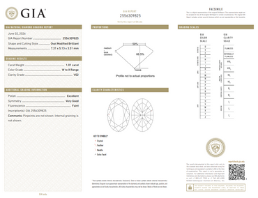GIA 1.01 CT Natural Oval Modified Brilliant WX VS2 EX VG