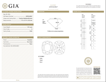 GIA 1.01 CT Natural Cushion Modified Brilliant G VVS2 EX VG