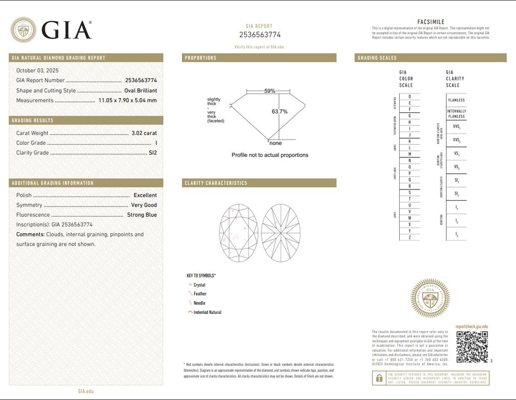 GIA 3.02 CT Natural Oval I SI2