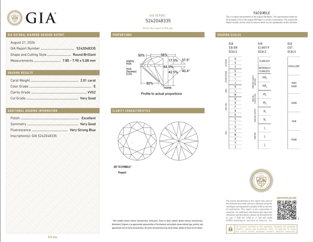 GIA 2.01 CT Natural Round E VVS2