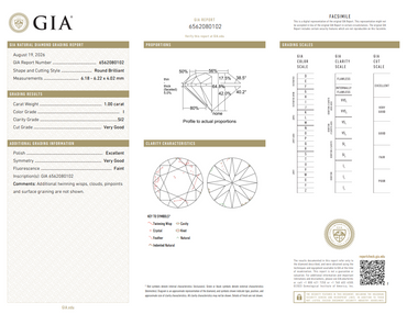 GIA 1.00 CT Natural Round I SI2 VG-EX-VG
