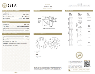 GIA 1.29 CT Natural Round Brilliant Light Brown S-T VS2 XXX