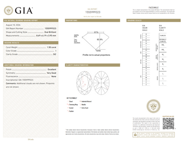 GIA 1.50 CT Natural Oval I SI2 EX VG