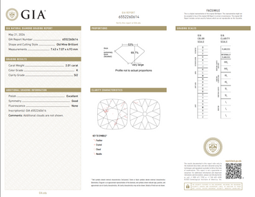 GIA 2.01 CT Natural Old Mine Brilliant K SI2