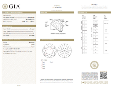 GIA 1.50 CT Natural Round Brilliant J SI1