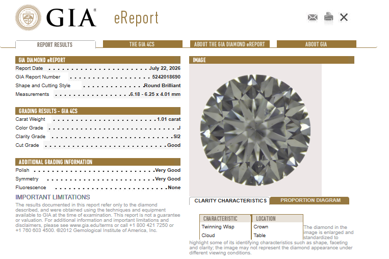 GIA 2.02 TCW Natural Round Brilliant Cut Match IJ SI1-SI2
