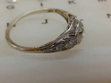 Plat Antique Ring EST Center 0.50 Ct White VS OEC