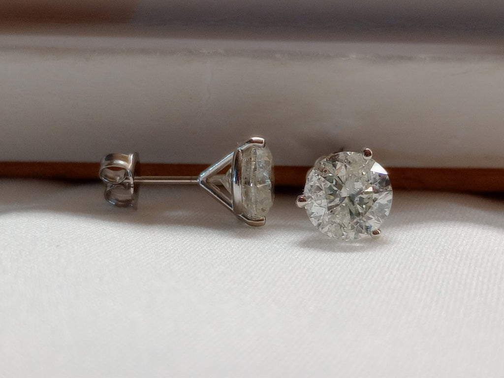 4.00 CTW Natural Round Brilliant Studs IJ I2