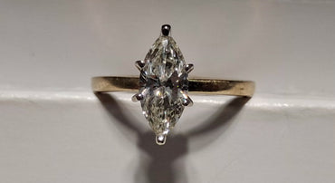IGI 1.00 CT Natural MQ Cut Ring K SI2 XX 14k Gold 1.95g