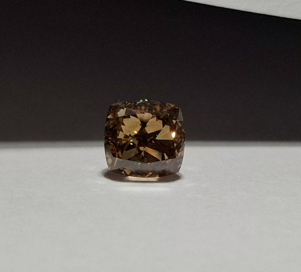 GIA 1.72 CT Natural Cushion Fancy Yellow-Brown VS2 EX VG