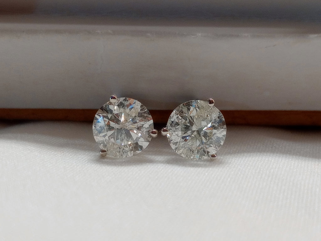 4.00 CTW Natural Round Brilliant Studs IJ I2