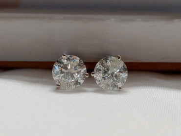4.00 CTW Natural Round Brilliant Studs IJ I2