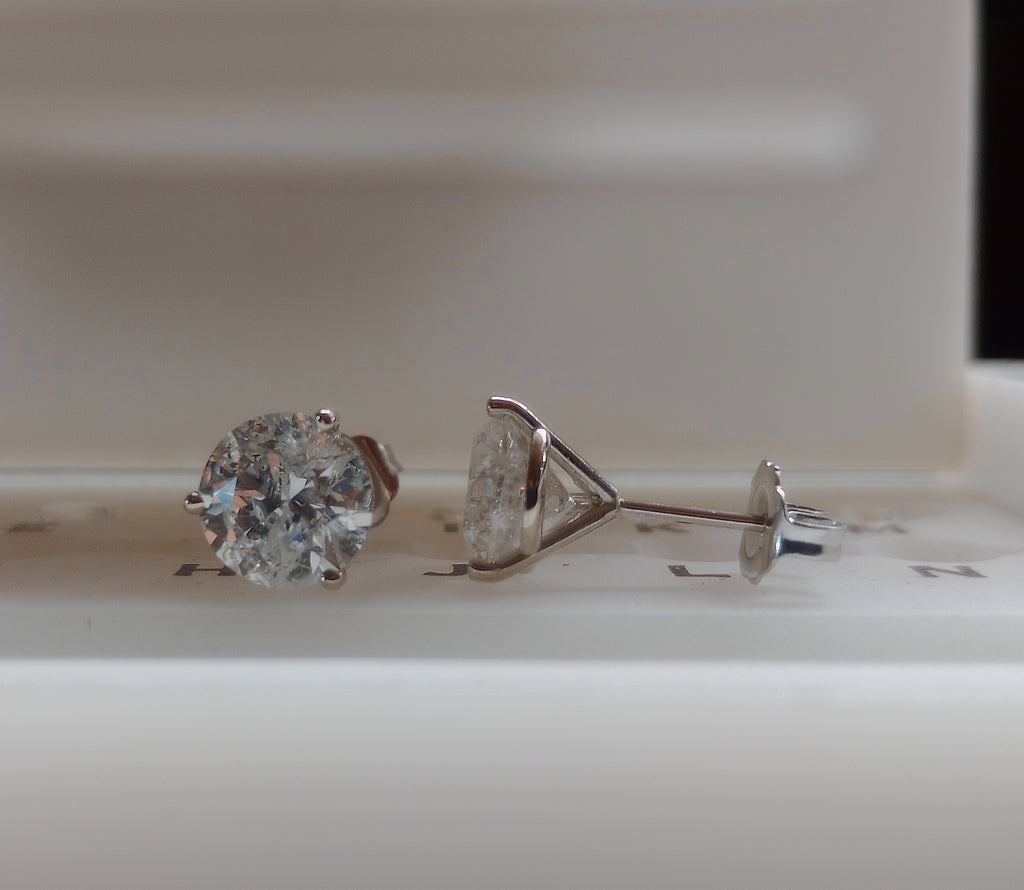 3.32 CTW Natural Round Brilliant Stud Match GHI I2-I3